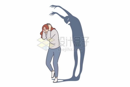 害怕的女孩和心灵深处的恐惧心理问题插画8629585矢量图片免抠素材