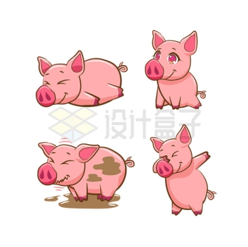 4款可爱的卡通小猪4823682矢量图片免抠素材