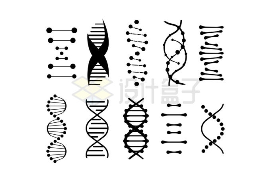 10款黑色DNA脱氧核糖核酸图案7333939矢量图片免抠素材