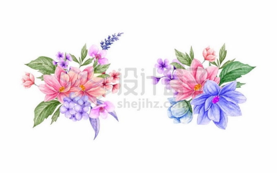 2款红色紫色花朵水彩画插画9142499矢量图片免抠素材免费下载