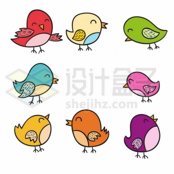 8款超可爱的卡通小鸟手绘儿童插画2548010矢量图片免抠素材免费下载