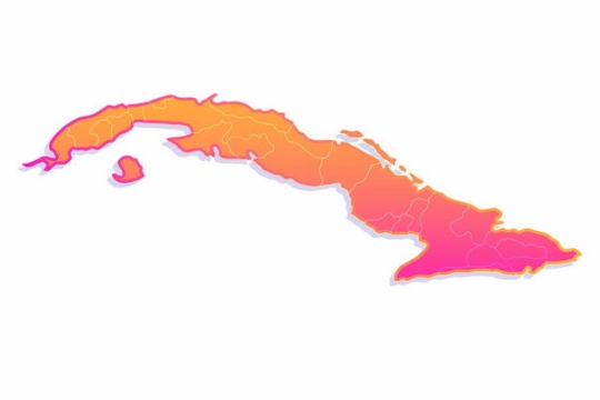 红色渐变色带阴影3D立体古巴地图8324065png图片免抠素材