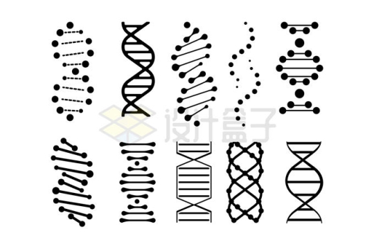 10款黑色DNA脱氧核糖核酸图案4165247矢量图片免抠素材