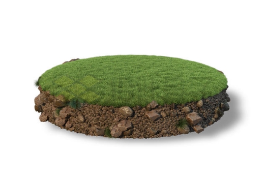 圆形悬浮岛土壤上的青草地草原3D模型5384193PSD免抠图片素材