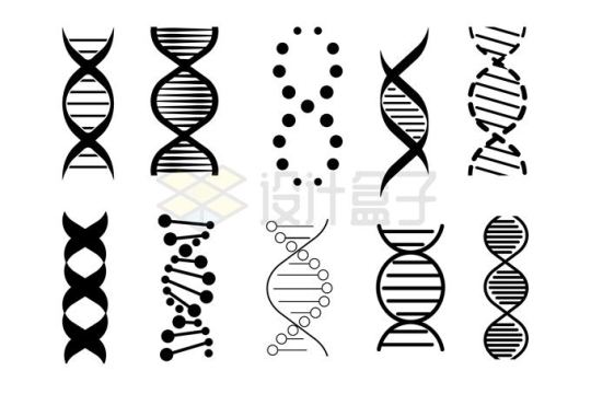 10款黑色DNA脱氧核糖核酸图案7998010矢量图片免抠素材