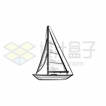 一艘帆船手绘线条插画7685718矢量图片免抠素材免费下载