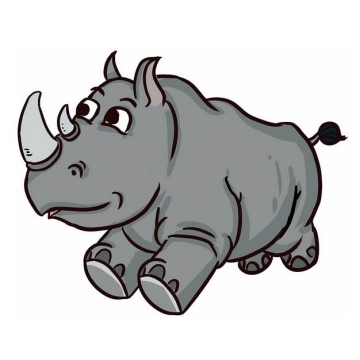 手绘风格奔跑的卡通犀牛野生动物9760590png图片免抠素材