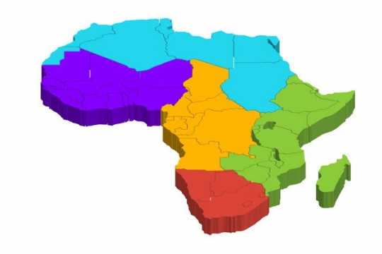 彩色3D立体非洲北非东非西非中非南非地图1410565png图片免抠素材