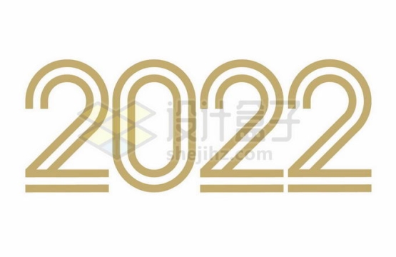 金色线条组成的空心2022年艺术字体7071031矢量图片免抠素材