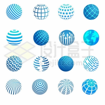 16款蓝色圆球星球地球logo设计方案5602590矢量图片免抠素材