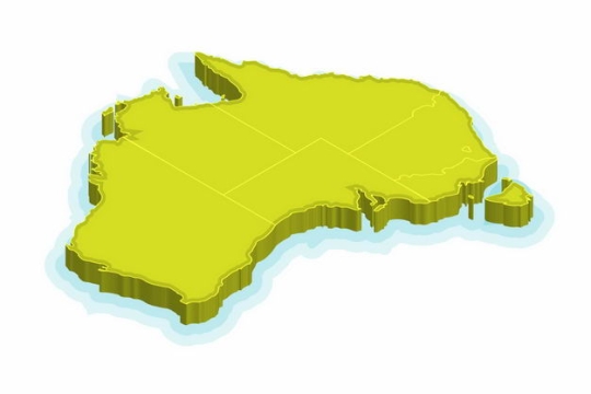 绿色3D立体澳大利亚澳洲地图3120078png图片免抠素材