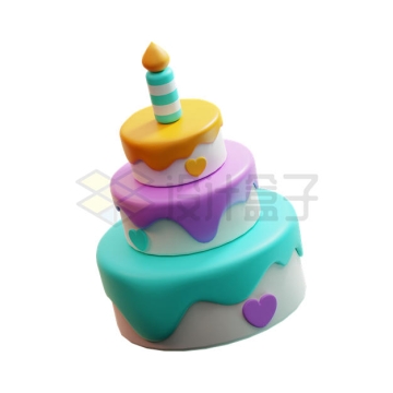 卡通一岁生日蛋糕美味美食3D模型6612967PSD免抠图片素材