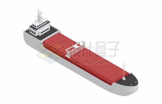 2.5D风格红色的油轮大型船舶干散货船7544068矢量图片免抠素材