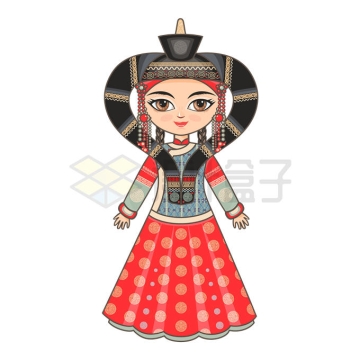 身穿传统服饰的卡通蒙古族少女8250394矢量图片免抠素材