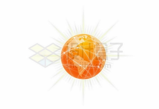 发光的橙色地球科技风格全球互联网互联互通3473403矢量图片免抠素材