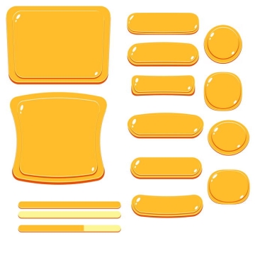 各种大小和形状的卡通橙色按钮游戏按钮网页按钮1238442免抠图片素材免费下载