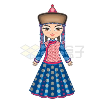身穿传统服饰的卡通蒙古族少女4363869矢量图片免抠素材
