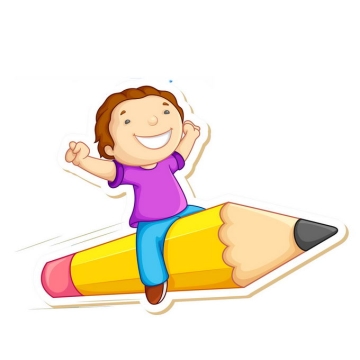 卡通小朋友坐在铅笔上飞行2904232免抠图片素材免费下载