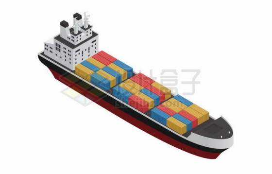 2.5D风格集装箱货轮大型船舶1545826矢量图片免抠素材