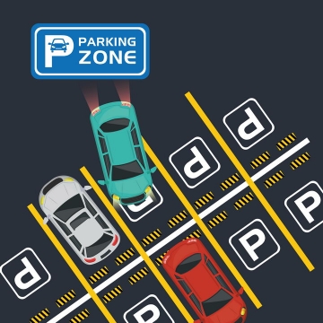 俯视视角的汽车停车场和车位标志图片免抠矢量素材