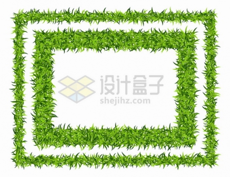 回字形边框绿色青草草坪组成png图片素材