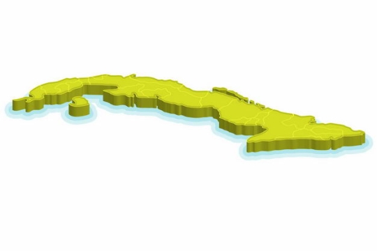 亮绿色3D立体古巴地图8581206png图片免抠素材