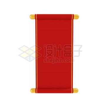 一副金色红色复古卷轴文本框信息框3D模型4326402PSD免抠图片素材