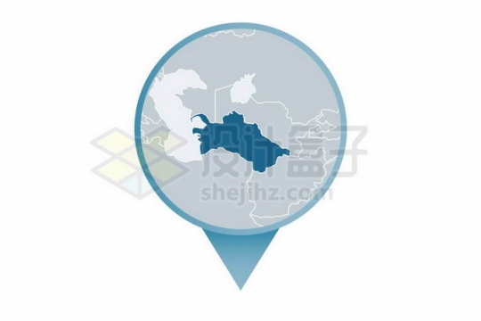 定位标志上的土库曼斯坦地图中亚国家位置9772555矢量图片免抠素材