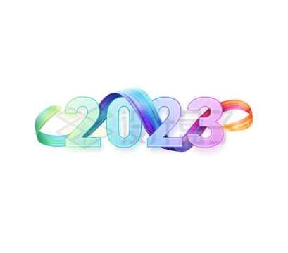 抽象线条装饰的彩色2023年艺术字体4618373矢量图片免抠素材