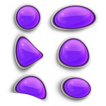 6款不规则形状的紫色按钮卡通水晶按钮8314330免抠图片素材免费下载