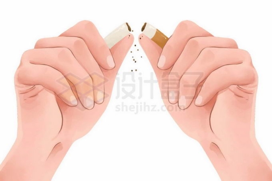 双手将香烟撅断再也不抽烟了吸烟有害健康3915305矢量图片免抠素材