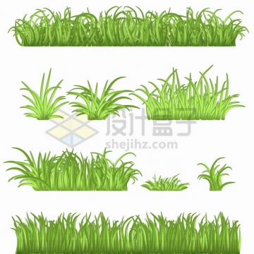 8款绿色青草草坪边框装饰png图片素材