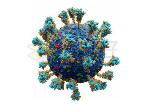 新冠病毒Omicron奥密克戎变种毒株3D外观图PNG免抠图片素材