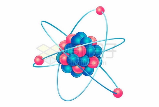 蓝色红色小球组成的原子核和电子3D原子结构图8684545矢量图片免抠素材