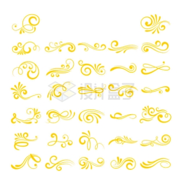 各种金色抽象图案波浪云朵复古图案1881131矢量图片免抠素材