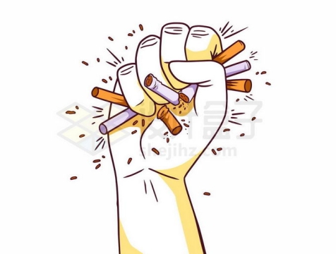 一手把香烟都掐断了再也不抽烟了吸烟有害健康5845752矢量图片免抠素材