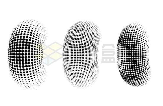 3款黑色圆点组成的轴向圆环圆球图案7360588矢量图片免抠素材
