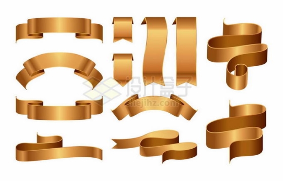 各种3D立体风格金色飘带彩带装饰7750201矢量图片免抠素材