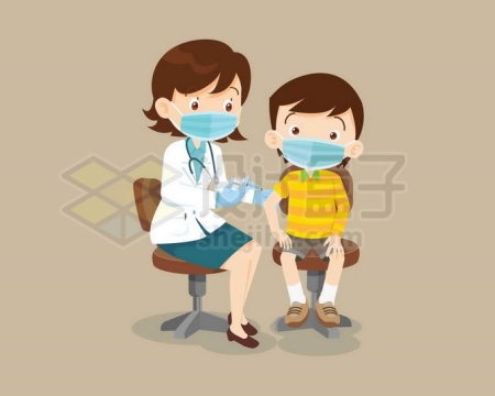 卡通女医生给男孩打针注射疫苗1628052矢量图片免抠素材免费下载