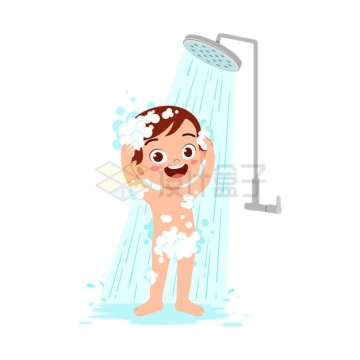 卡通小男孩使用淋浴洗澡澡2191685矢量图片免抠素材