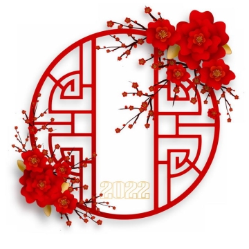 中国风红色窗格和梅花装饰新年春节元素5567947图片素材