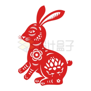 红色2023年兔年新年春节兔子剪纸5255890矢量图片免抠素材