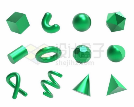 12款绿色金属光泽3D立方体形状2989321矢量图片免抠素材免费下载