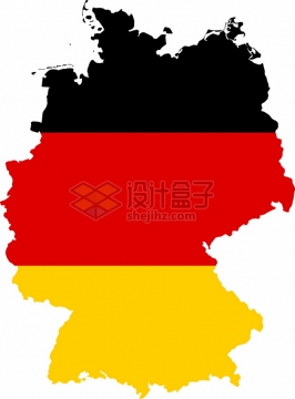 印有国旗图案的德国地图png图片素材