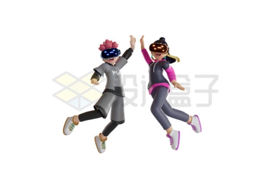 玩VR游戏的2个年轻人3D模型5016894PSD免抠图片素材