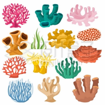 各种红色绿色黄褐色珊瑚海底世界8277038矢量图片免抠素材