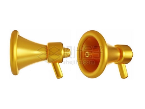 2款黄金大喇叭扬声器3D金属模型56578945PSD免抠图片素材