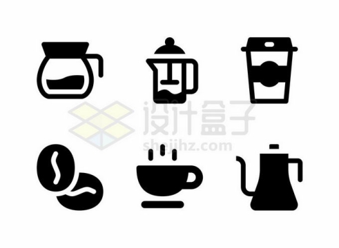 6款咖啡杯咖啡机等咖啡图标9657946矢量图片免抠素材