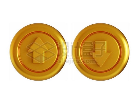 2个角度黄金打造的方向箭头圆形按钮3D模型8640224PSD免抠图片素材