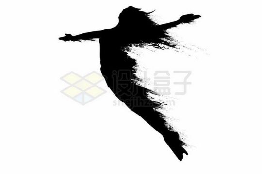 抽象动感风格张开双臂跳跃起来的女人剪影9841681矢量图片免抠素材免费下载